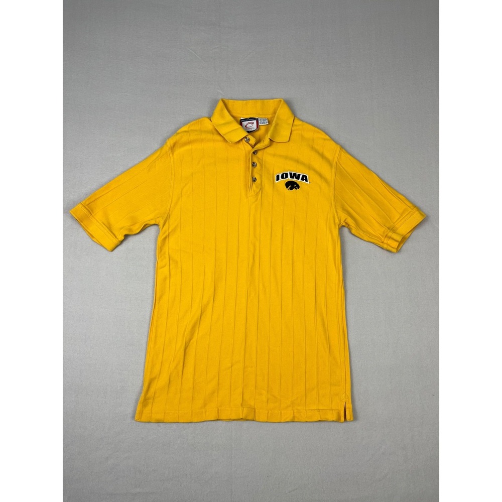 University Of Iowa Hawkeyes Shirt Mens M Yellow Short Sleeve Polo Ribbed